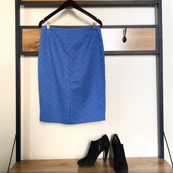 Cobalt Blue Textured Pencil Skirt - Picture 3 of 3
